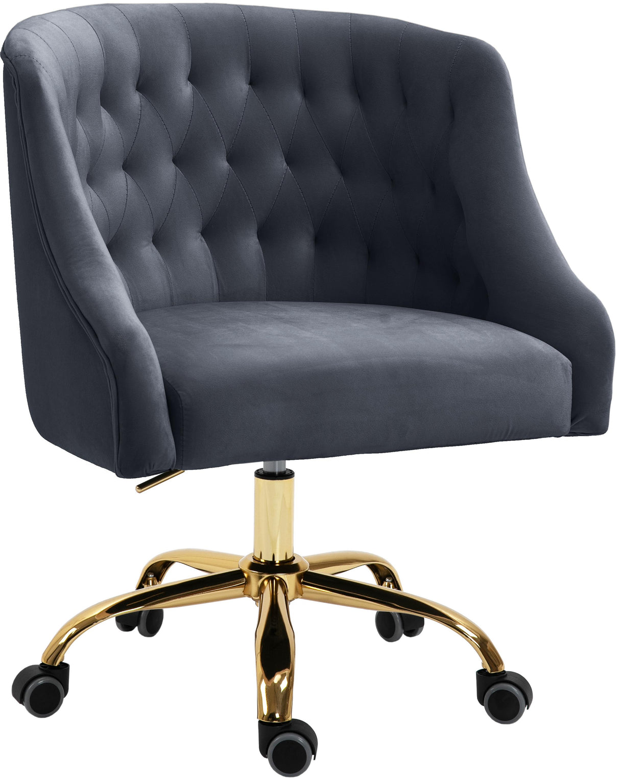 Arden Grey Velvet Office Chair - galleria furniture outlet