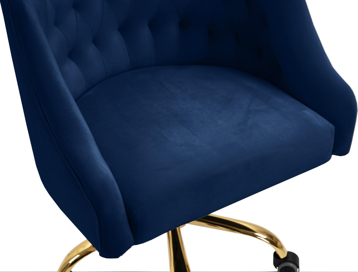 Arden Navy Velvet Office Chair - galleria furniture outlet