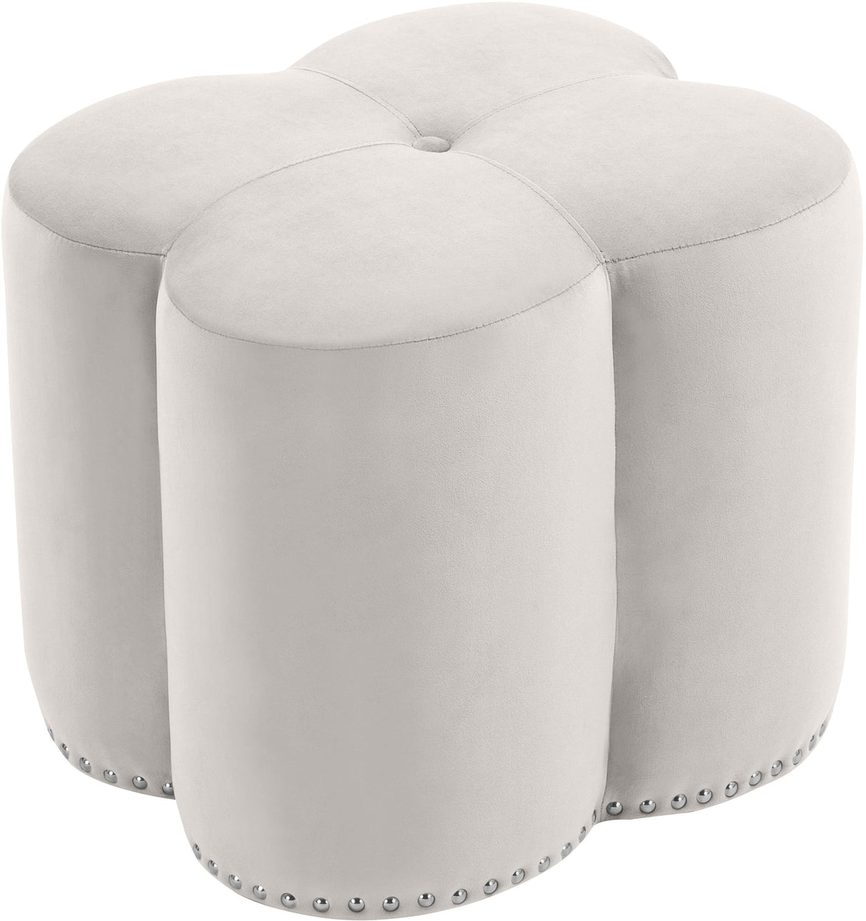 Clover Cream Velvet Ottoman - galleria furniture outlet