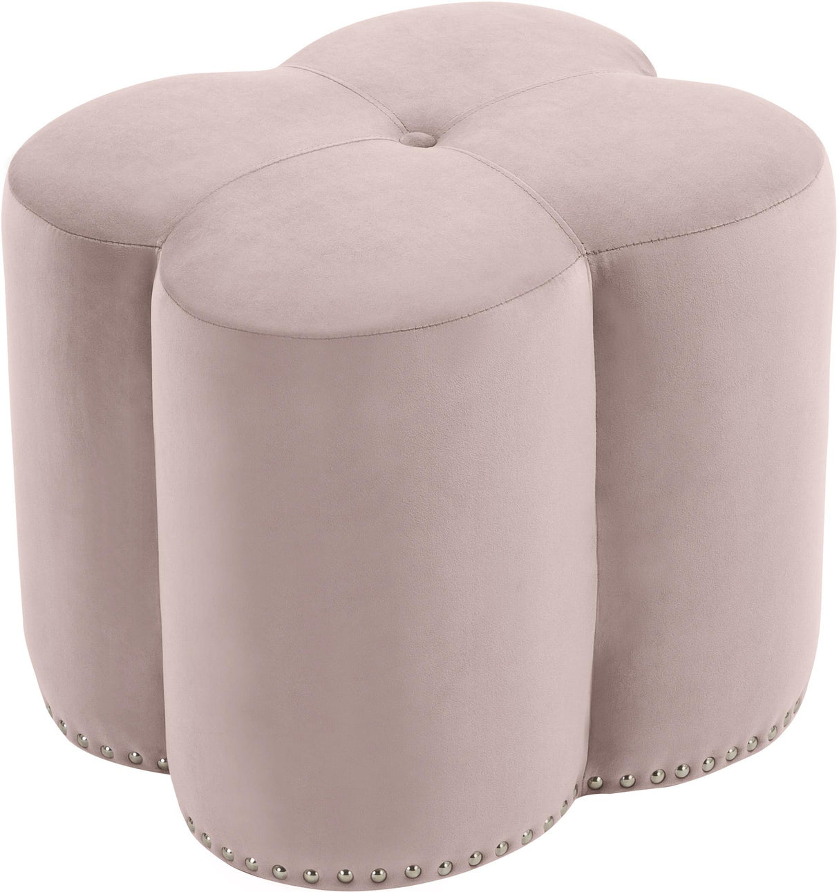 Clover Pink Velvet Ottoman - galleria furniture outlet