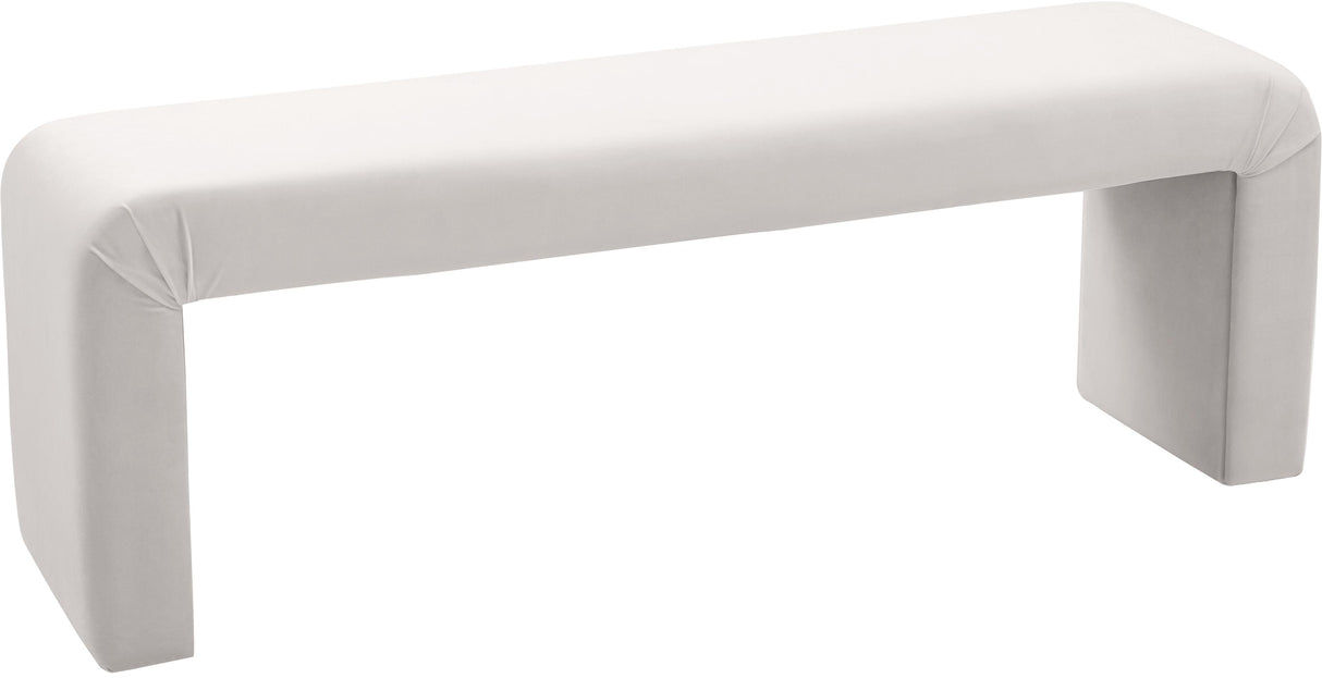 Minimalist Cream Velvet Bench