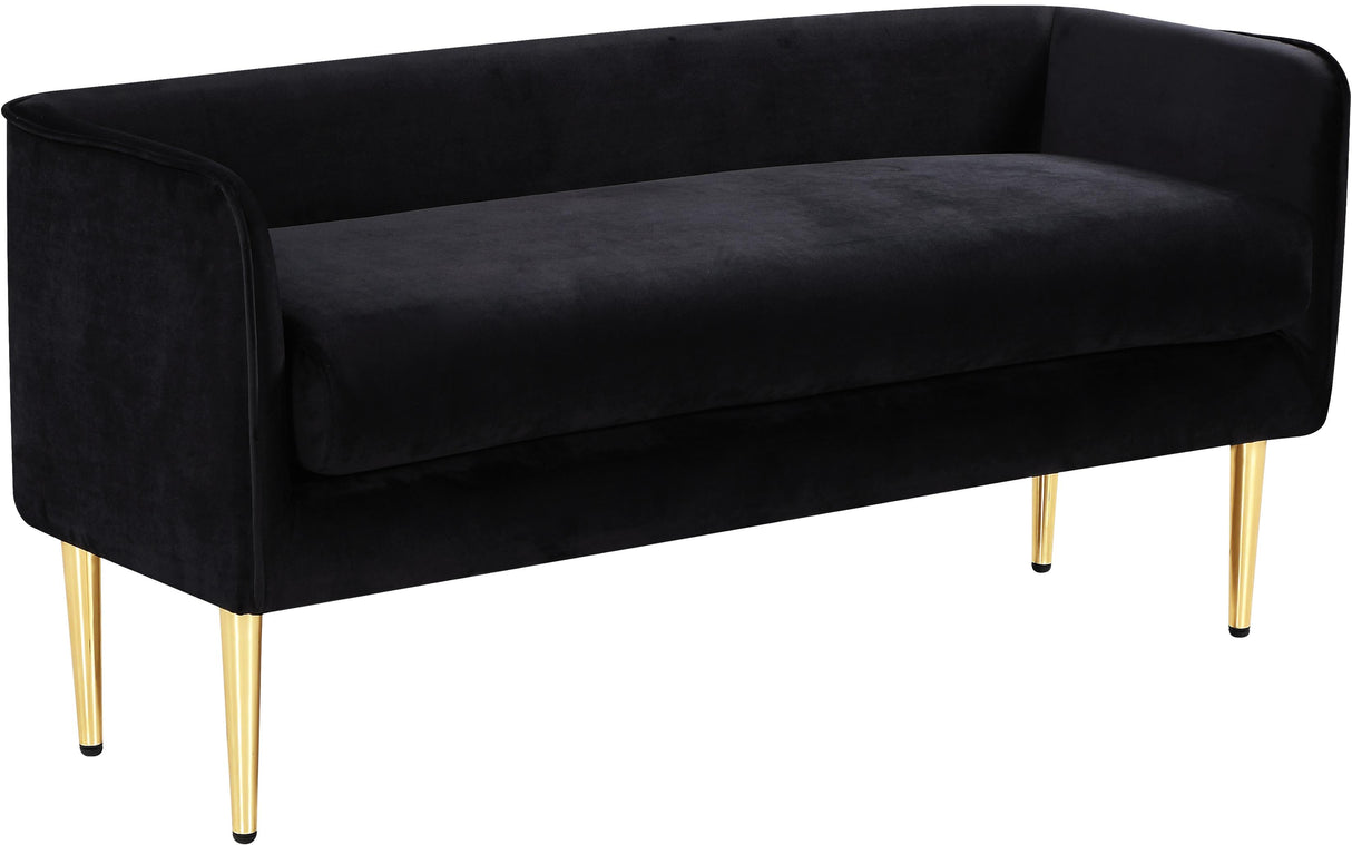 Audrey Black Velvet Bench - galleria furniture outlet