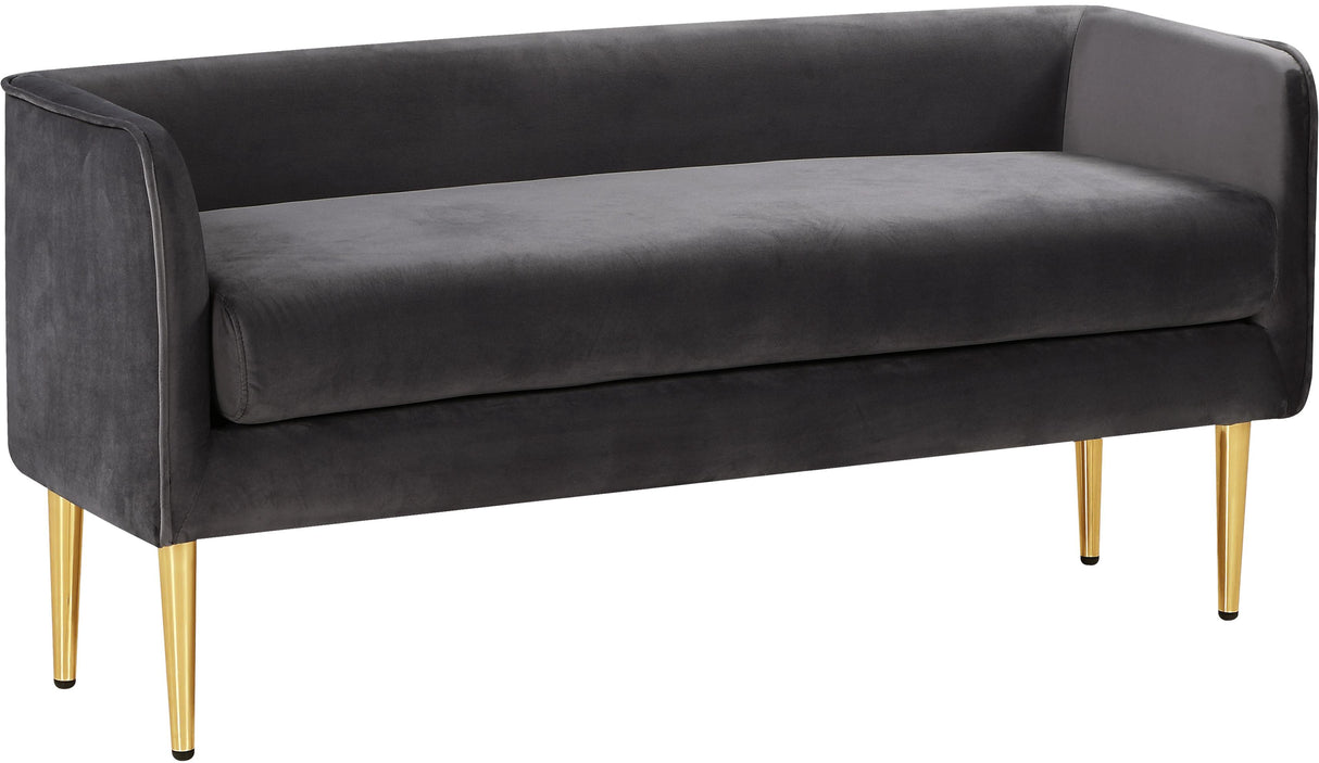 Audrey Grey Velvet Bench - galleria furniture outlet