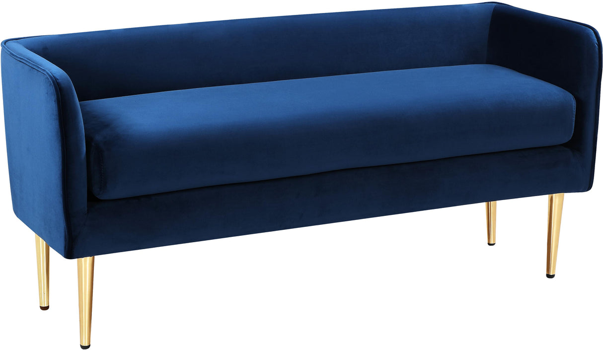 Audrey Navy Velvet Bench - galleria furniture outlet
