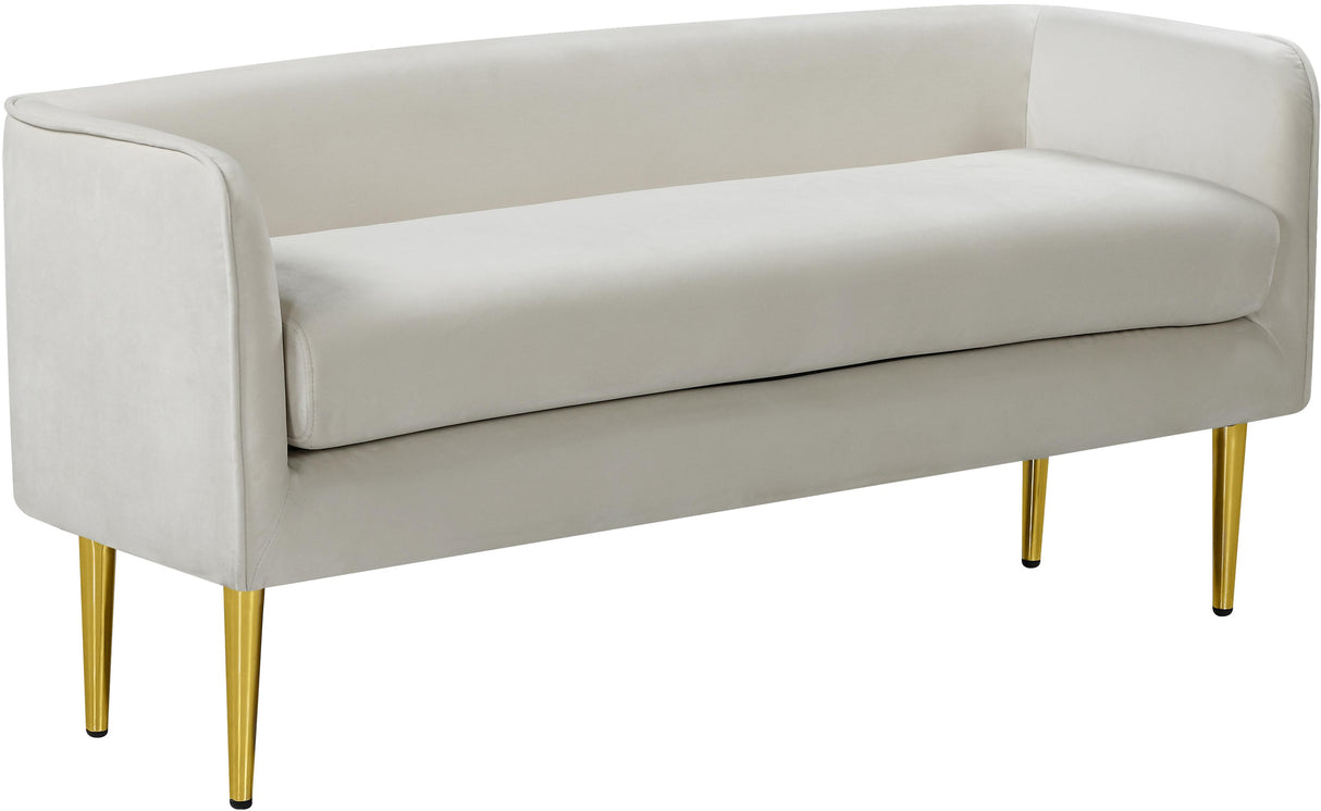 Audrey Cream Velvet Bench - galleria furniture outlet