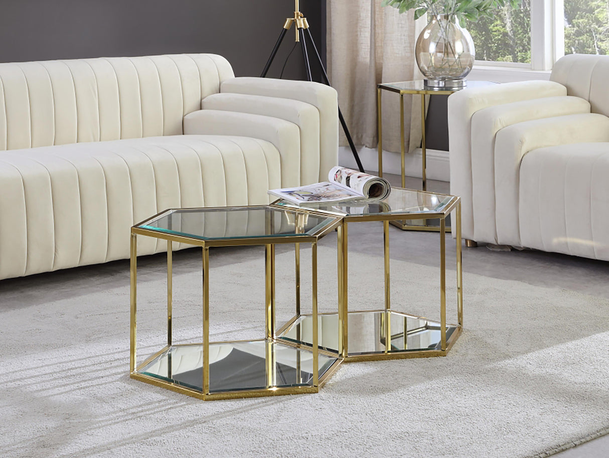 Sei Brushed Gold Coffee Table - galleria furniture outlet