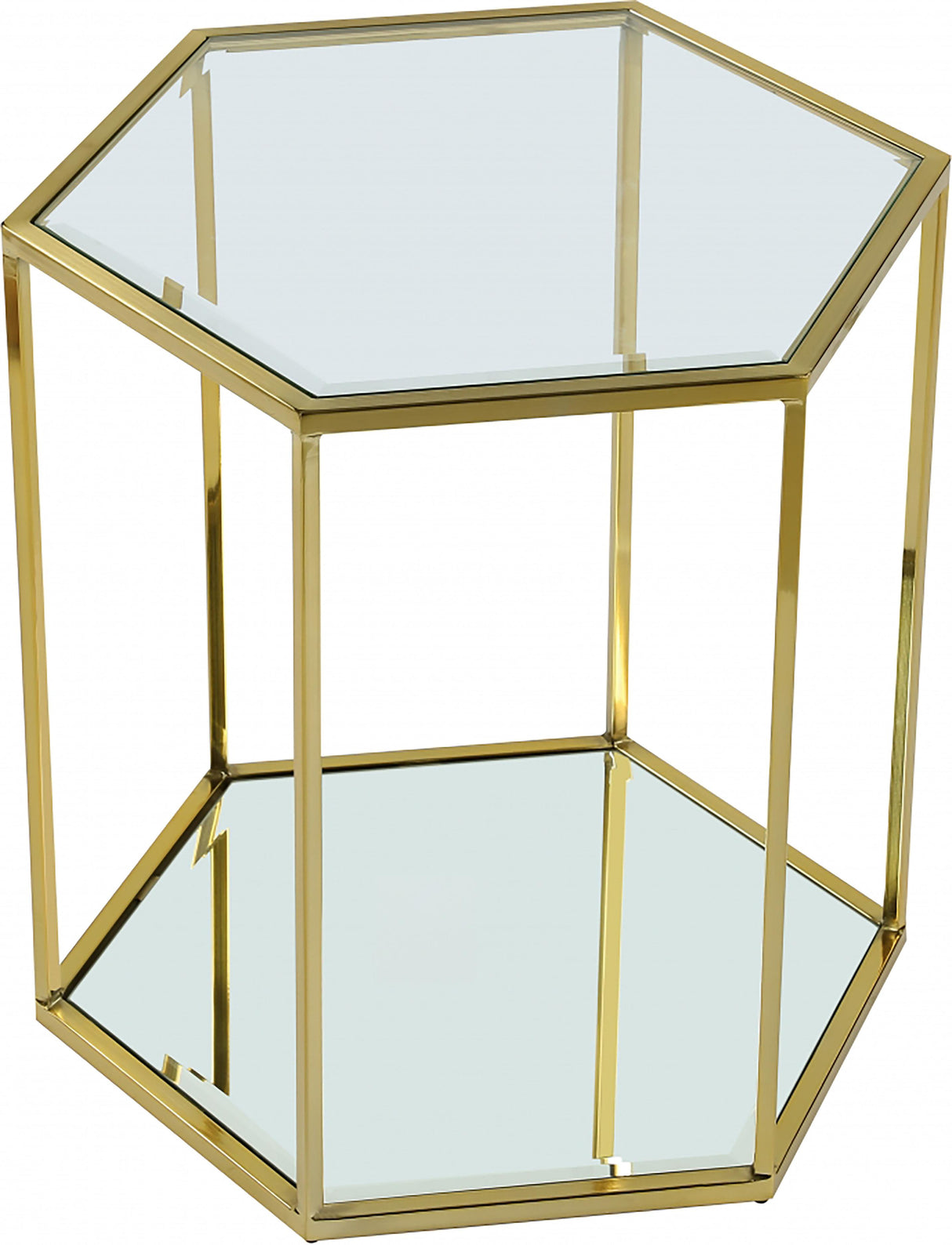 Sei Brushed Gold End Table - galleria furniture outlet