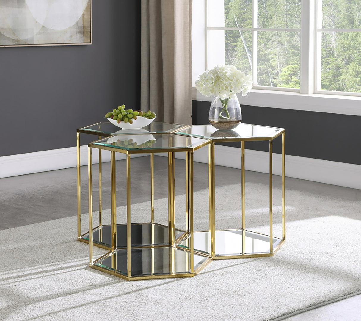 Sei Brushed Gold End Table - galleria furniture outlet