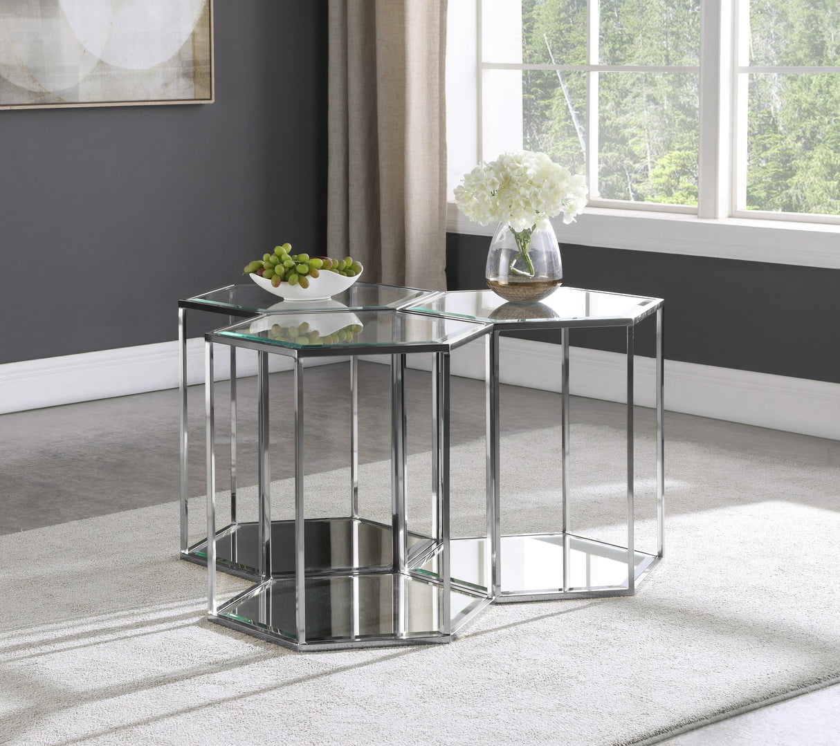Sei Chrome End Table - galleria furniture outlet