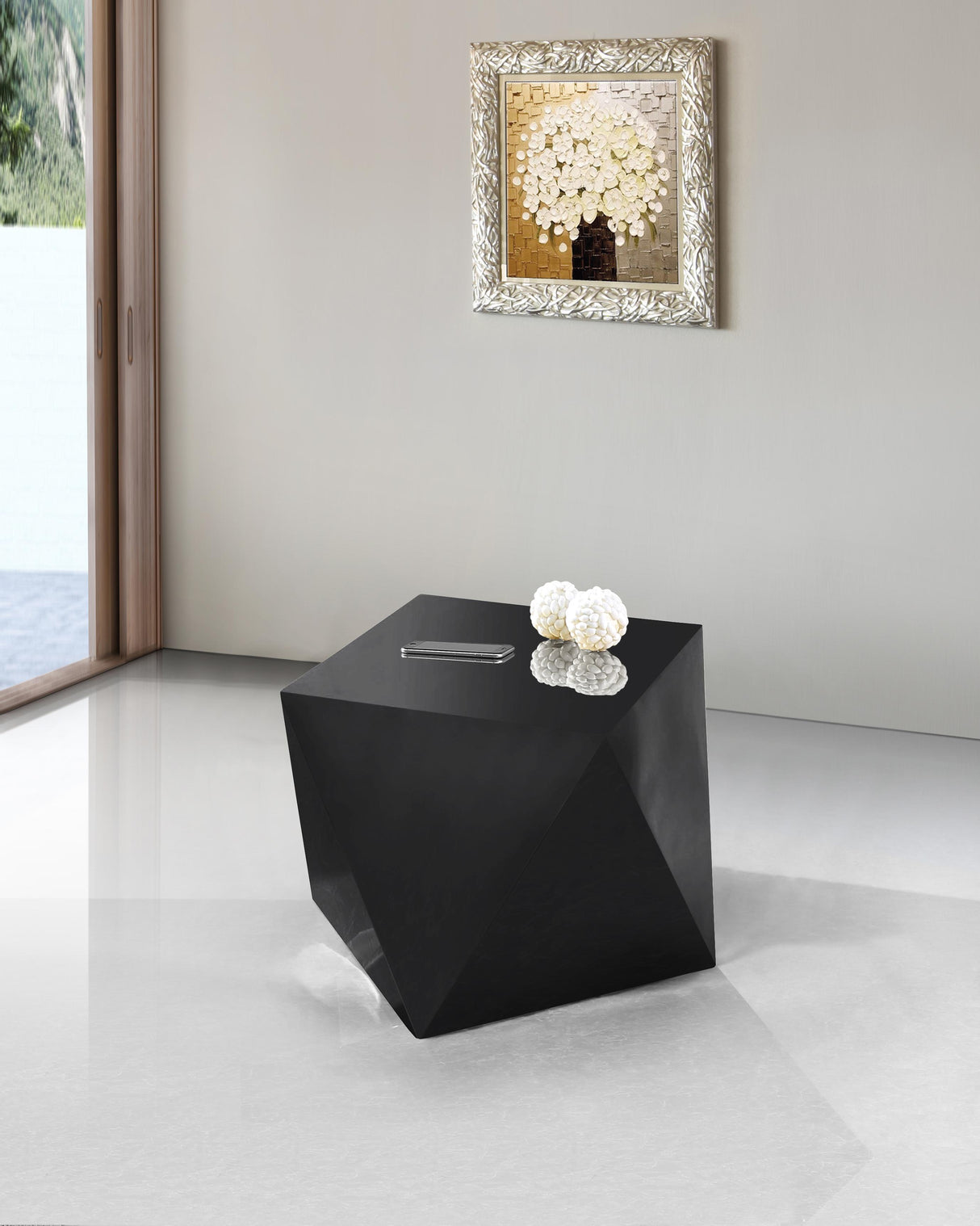Gemma Matte Black End Table - galleria furniture outlet