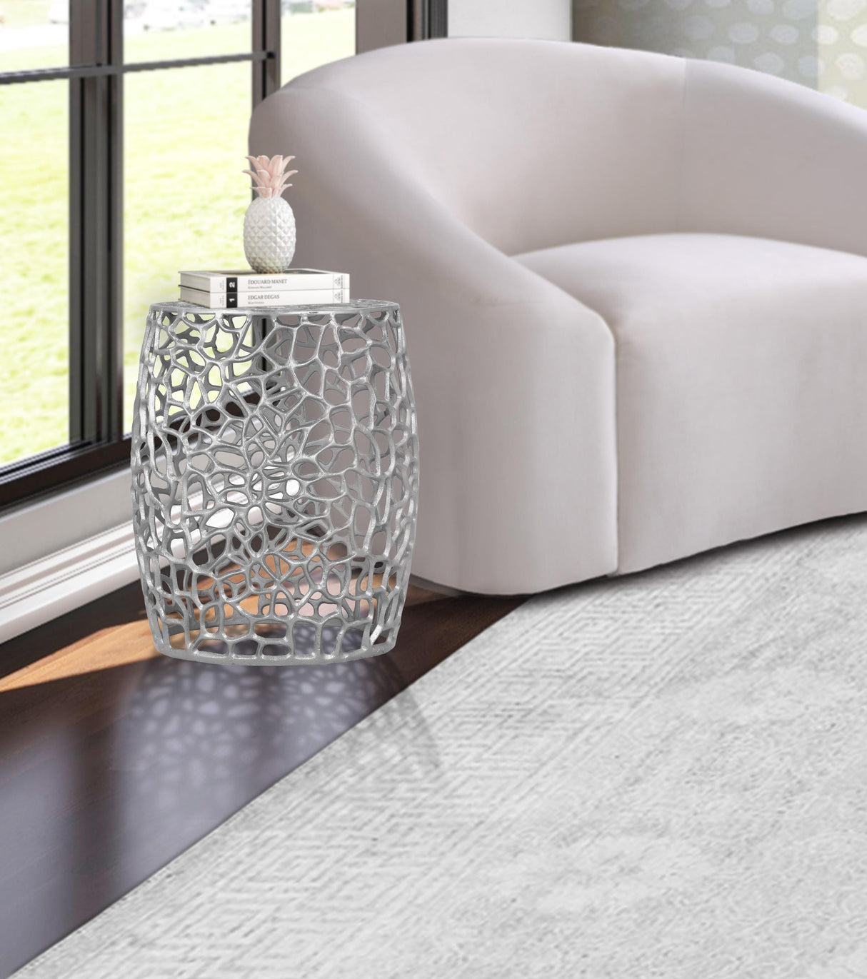 Priya Silver End Table - galleria furniture outlet