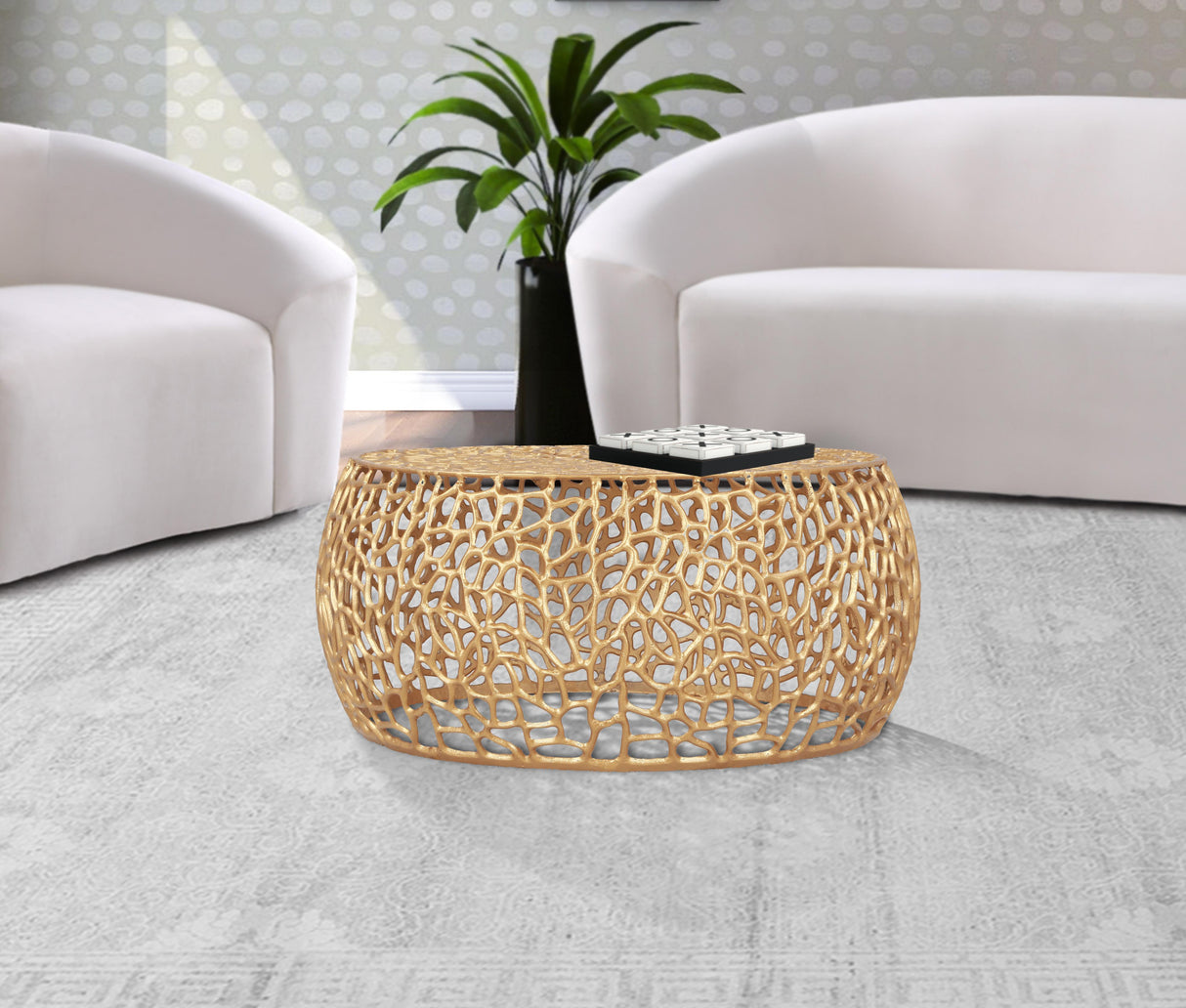Priya Gold Coffee Table - galleria furniture outlet