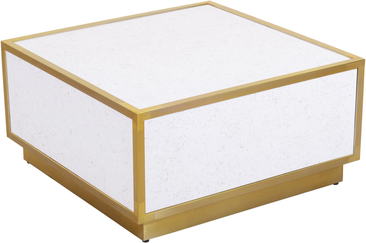 Glitz White Faux Marble Coffee Table - galleria furniture outlet