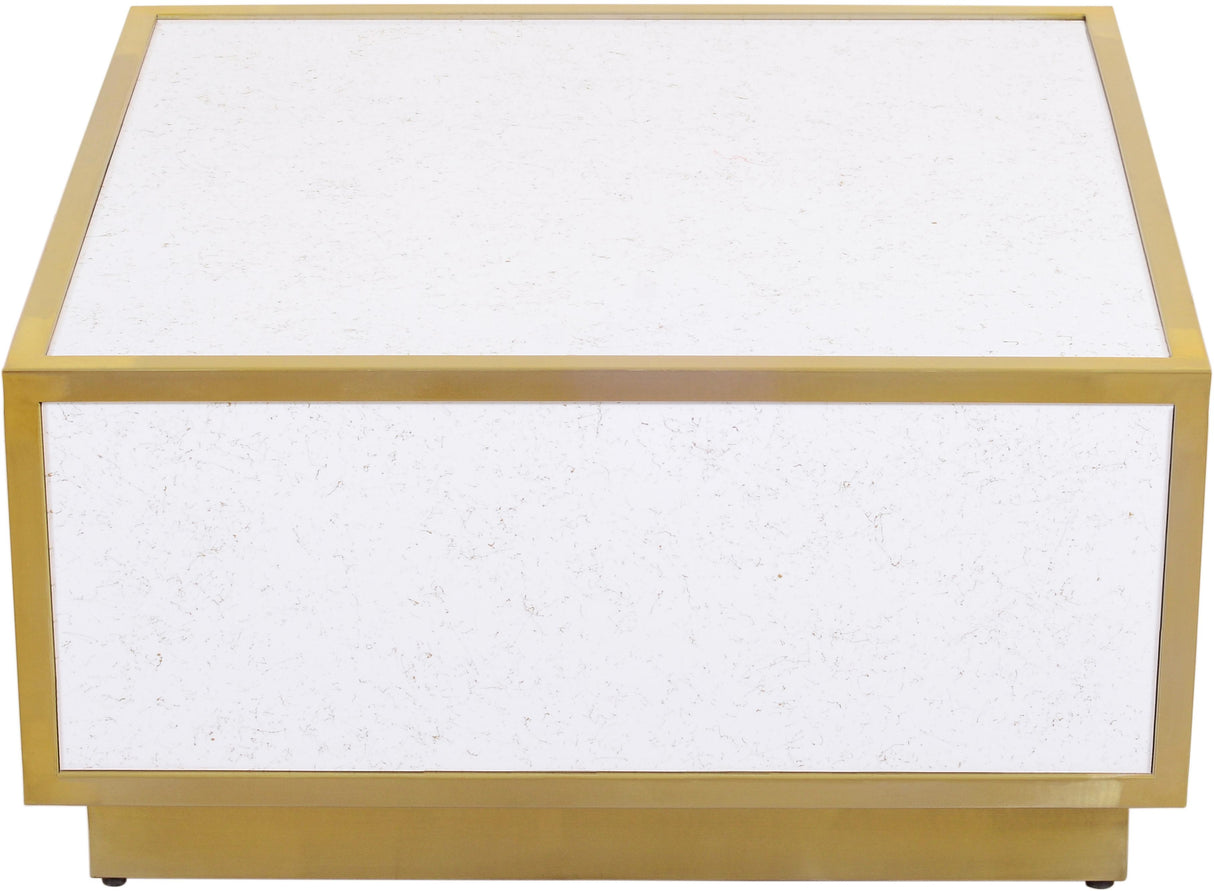 Glitz White Faux Marble Coffee Table - galleria furniture outlet