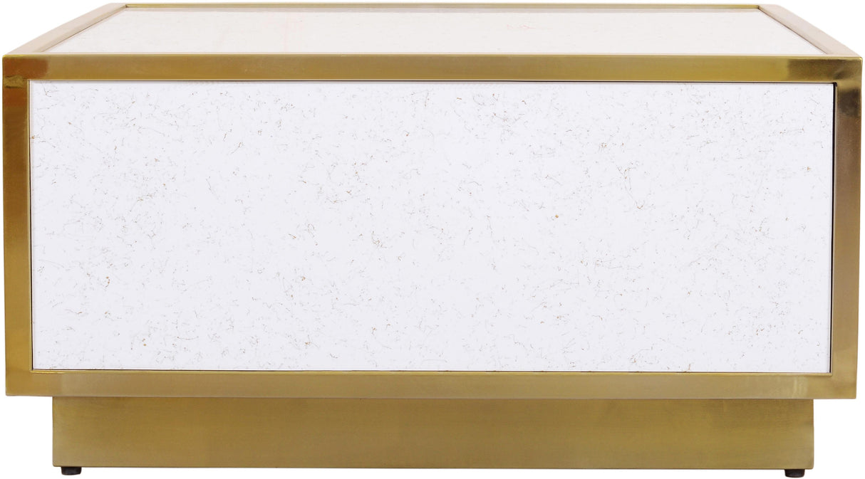 Glitz White Faux Marble Coffee Table - galleria furniture outlet