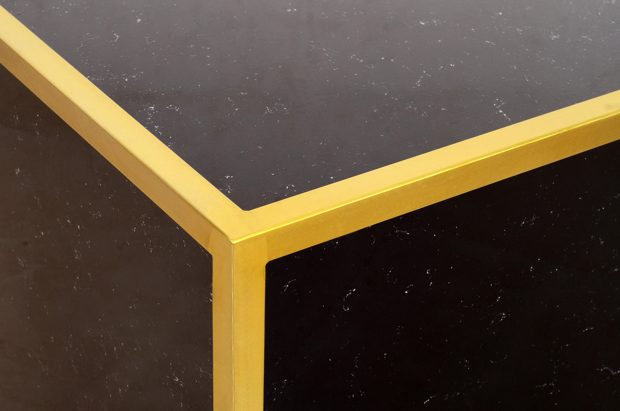 Glitz Black Faux Marble End Table - galleria furniture outlet