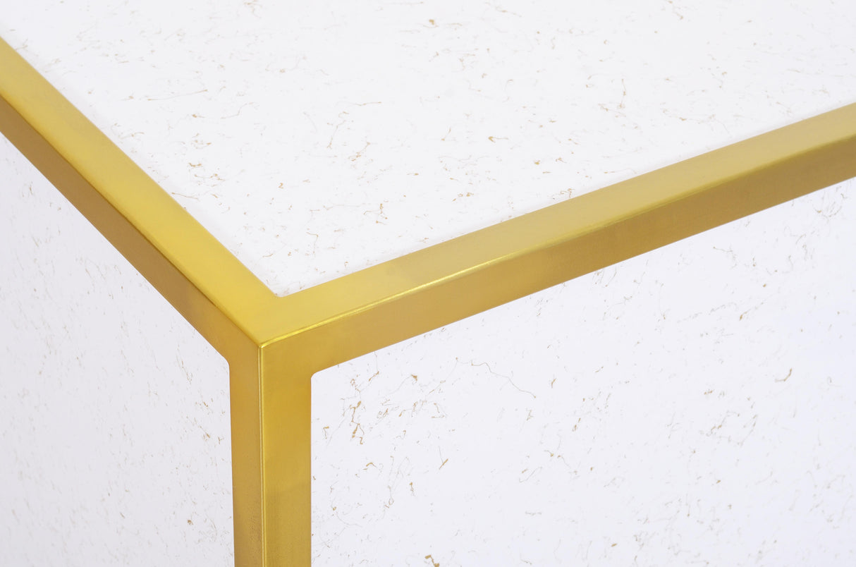 Glitz White Faux Marble End Table - galleria furniture outlet