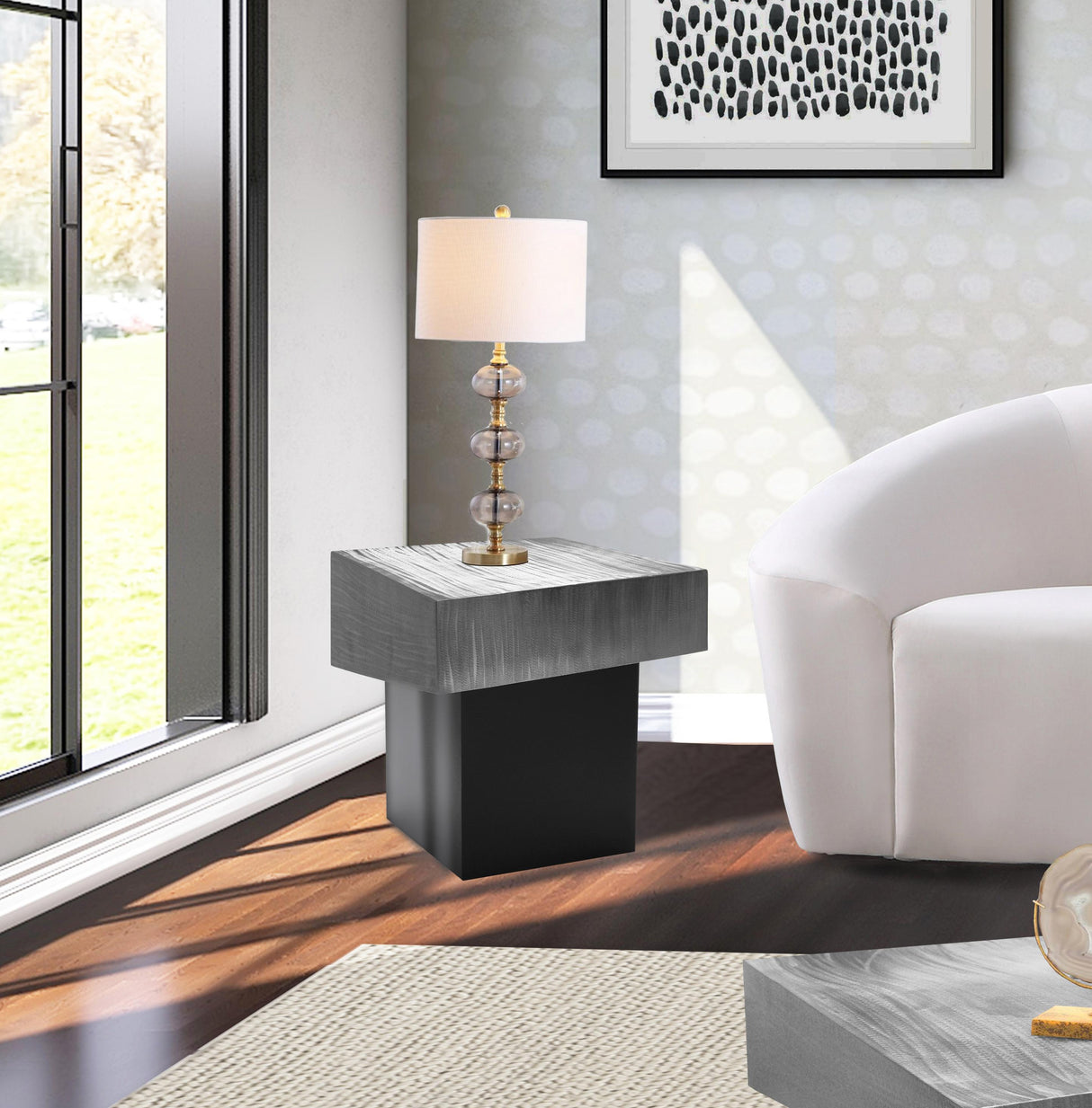 Palladium Silver End Table - galleria furniture outlet