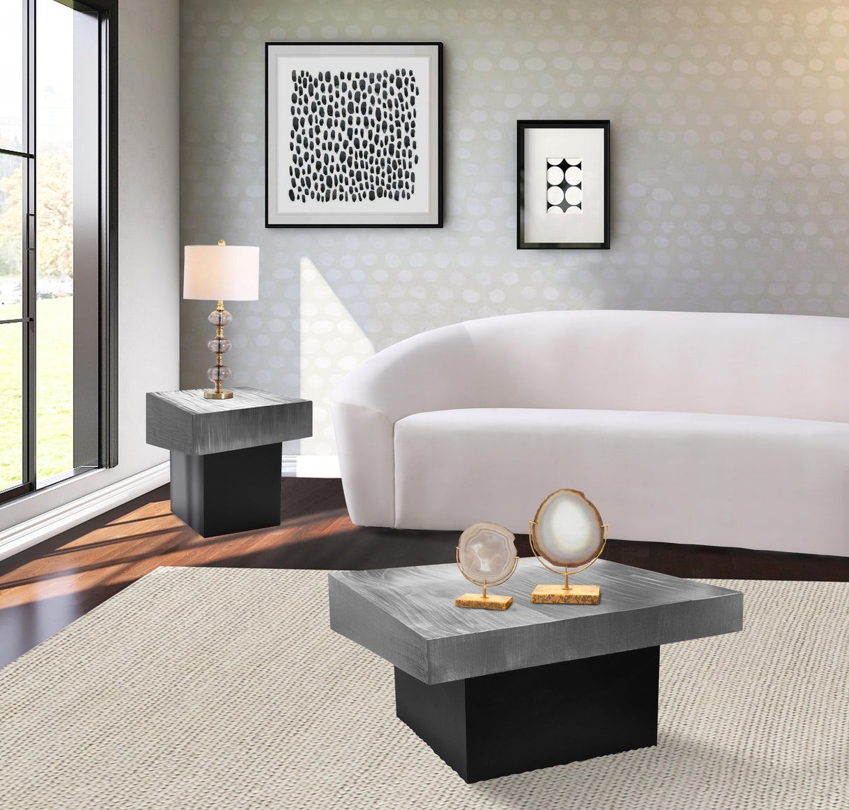 Palladium Silver End Table - galleria furniture outlet