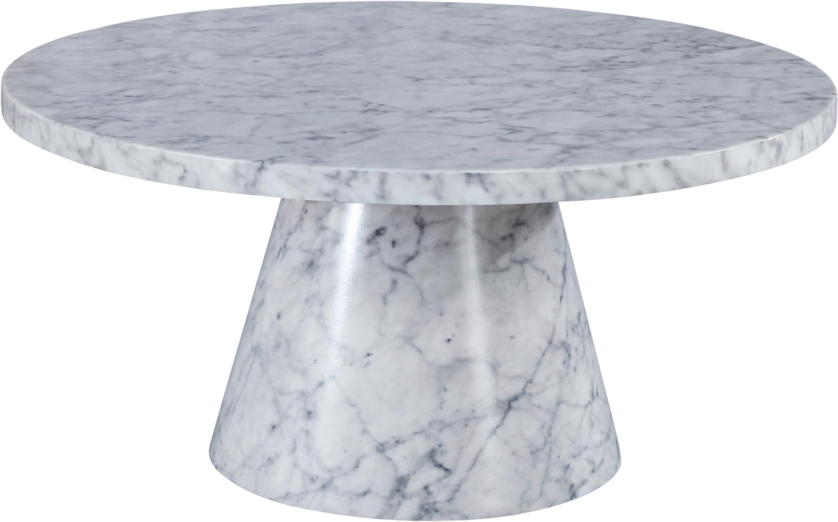 Omni White Faux Marble Coffee Table - galleria furniture outlet