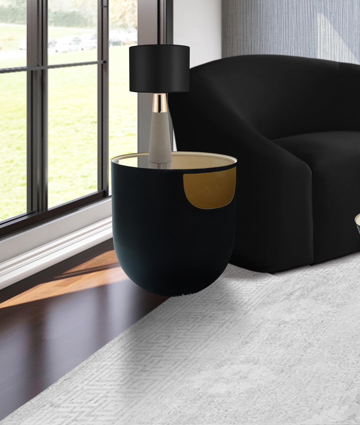Doma Black / Gold End Table - galleria furniture outlet