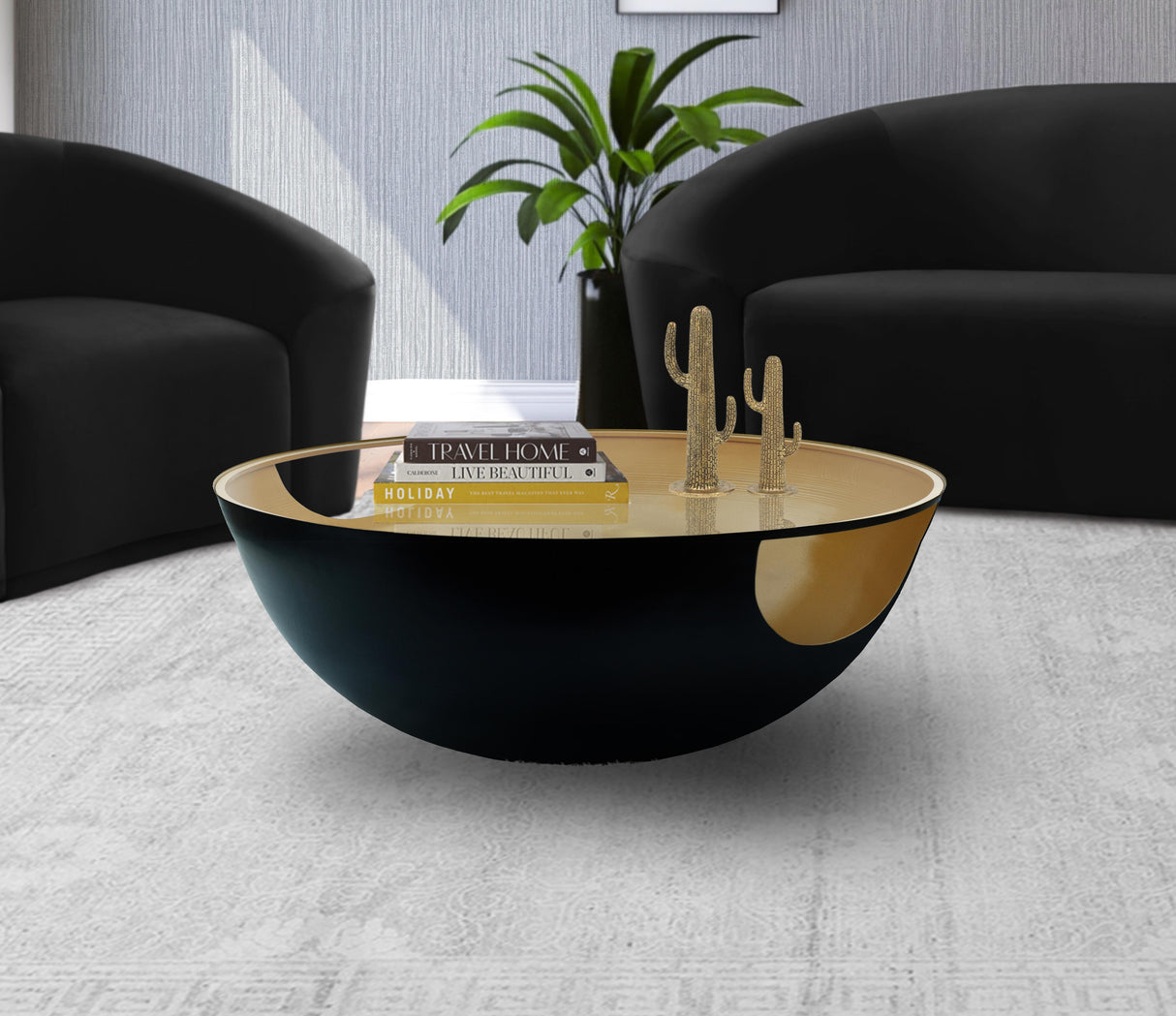 Doma Black / Gold Coffee Table - galleria furniture outlet