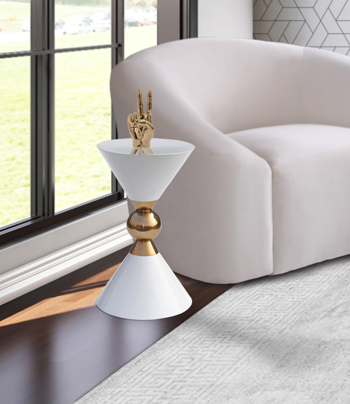 Malia White / Gold End Table - galleria furniture outlet