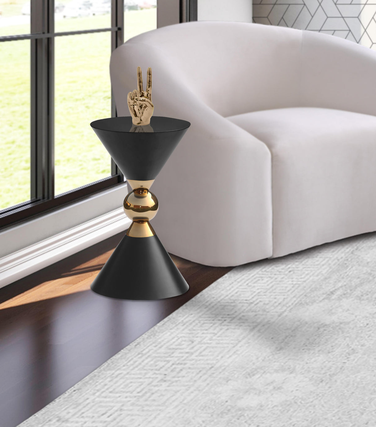 Malia Black / Gold End Table - galleria furniture outlet
