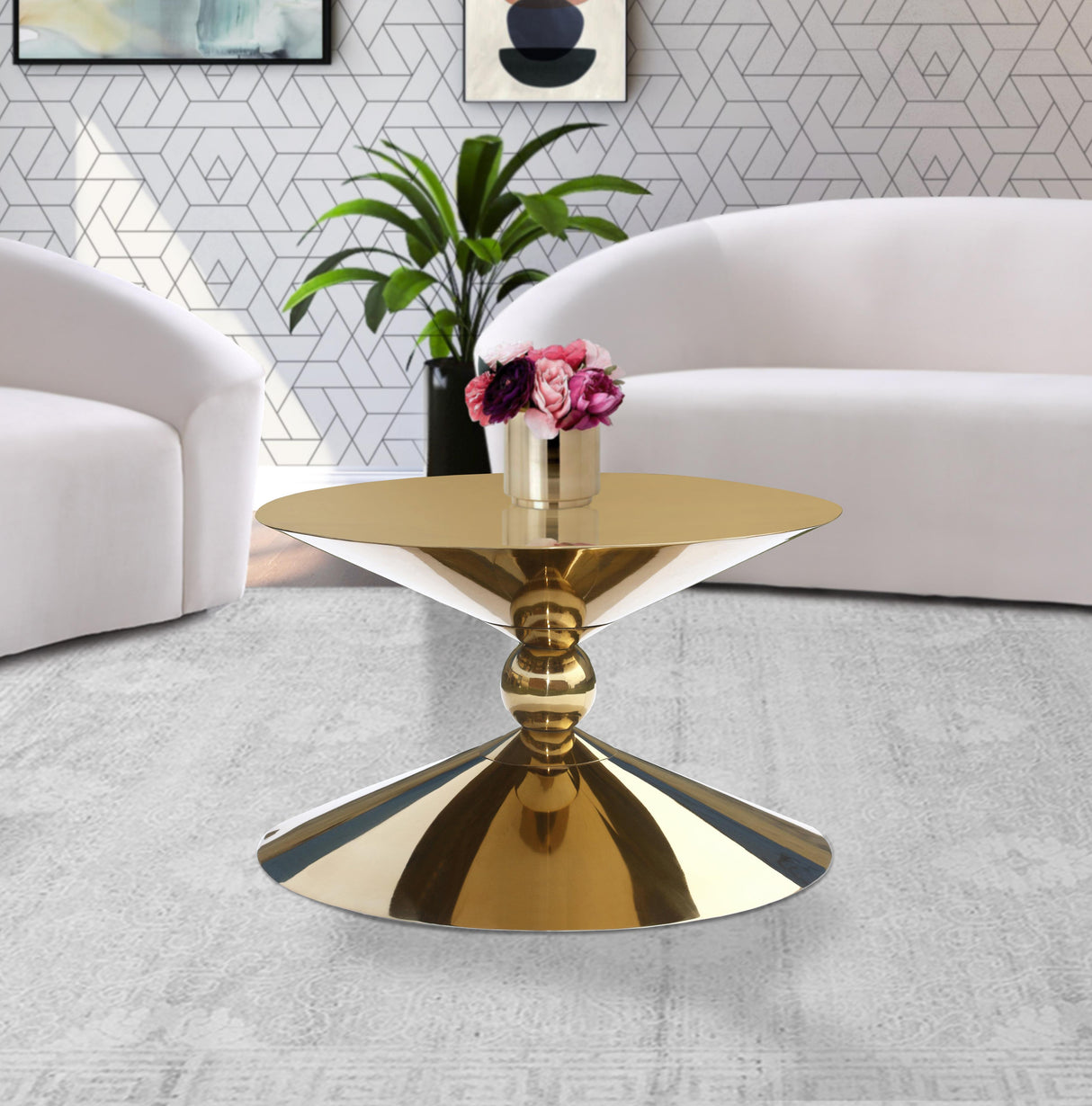 Malia Gold Coffee Table - galleria furniture outlet