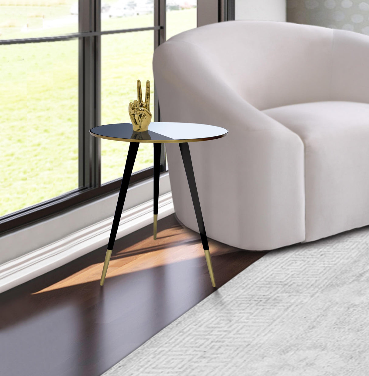 Reflection Gold / Black End Table - galleria furniture outlet