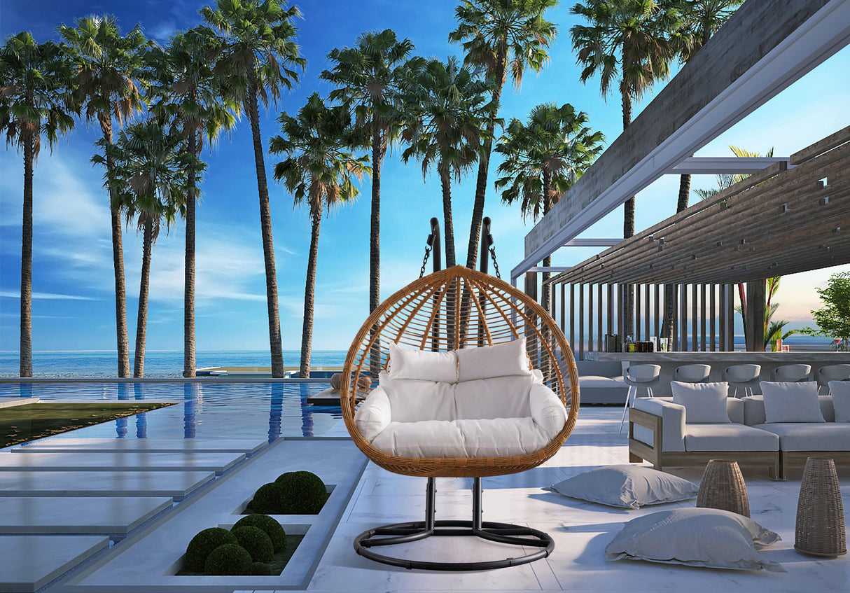 Tarzan Natural Color Outdoor Patio Double Swing Chair - galleria furniture outlet