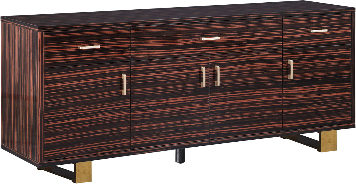Excel Brown Zebra Wood Veneer Lacquer Sideboard/Buffet - galleria furniture outlet