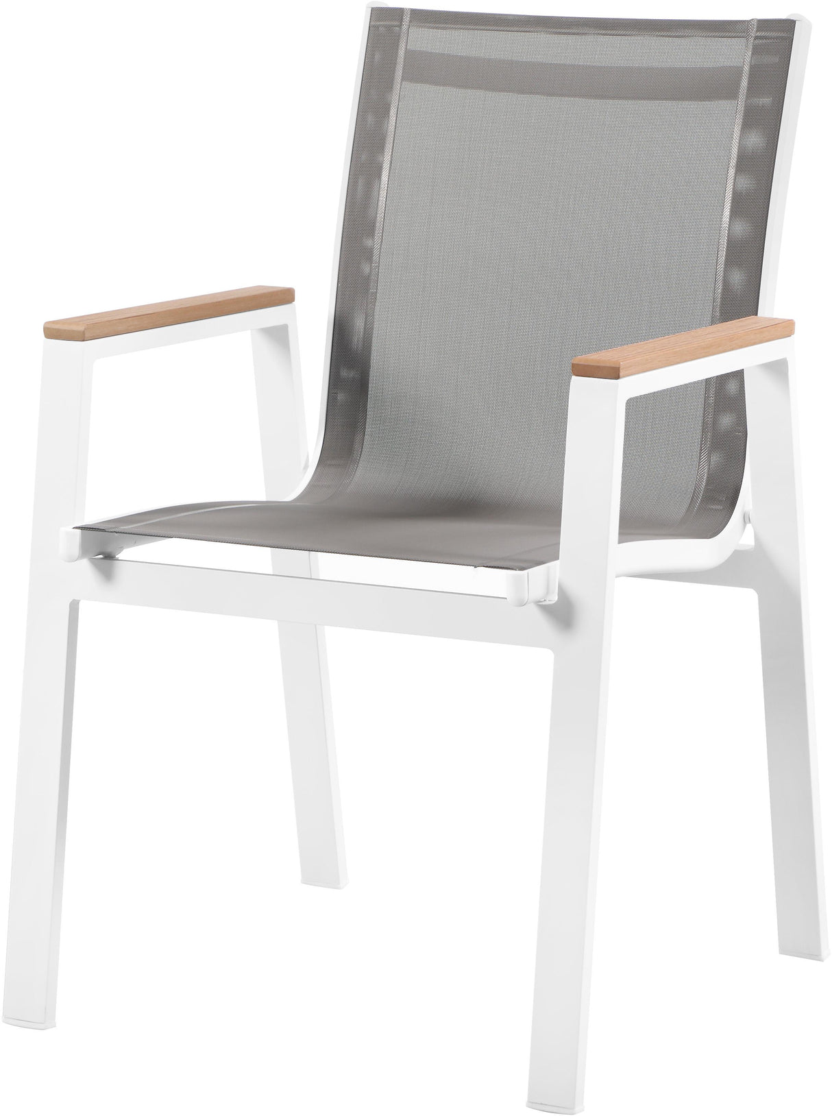 Nizuc Grey Mesh Waterproof Fabric Outdoor Patio Aluminum Mesh Dining Arm Chair - galleria furniture outlet