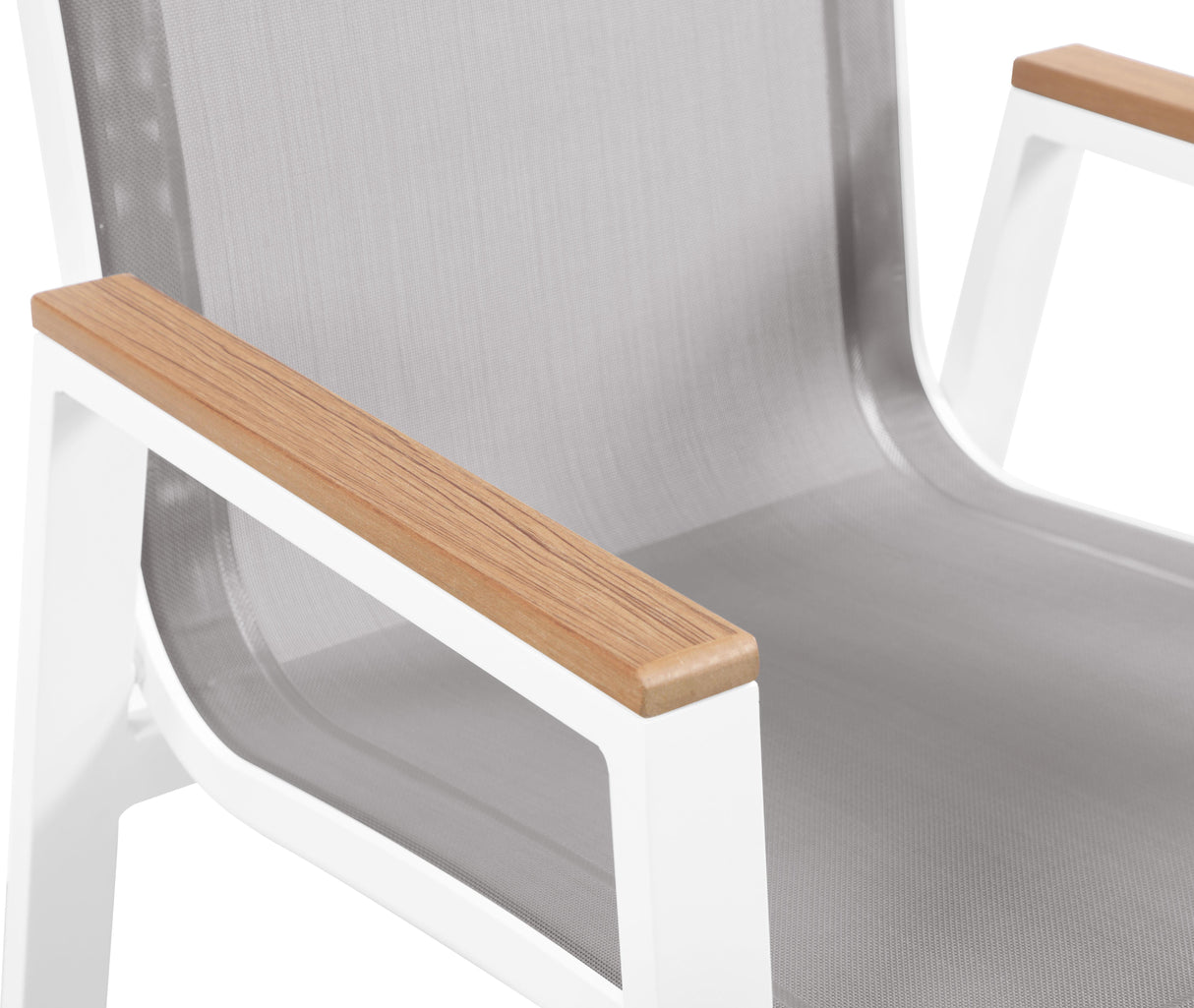 Nizuc Grey Mesh Waterproof Fabric Outdoor Patio Aluminum Mesh Dining Arm Chair - galleria furniture outlet