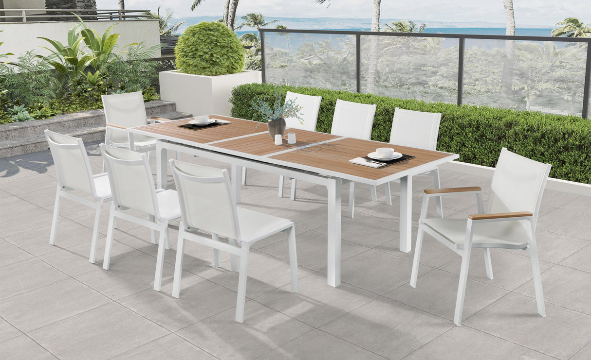 Nizuc White Mesh Waterproof Fabric Outdoor Patio Aluminum Mesh Dining Arm Chair - galleria furniture outlet