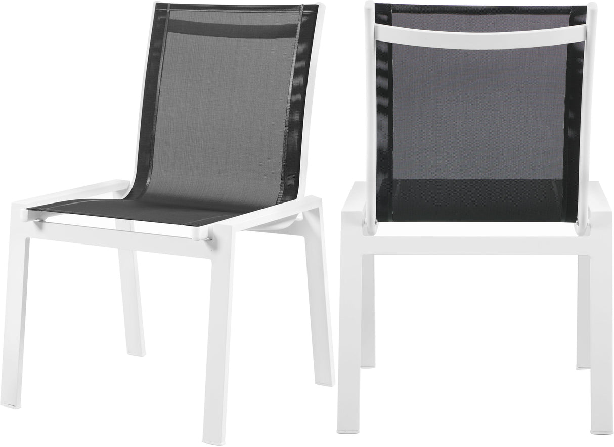 Nizuc Black Mesh Waterproof Fabric Outdoor Patio Aluminum Mesh Dining Chair