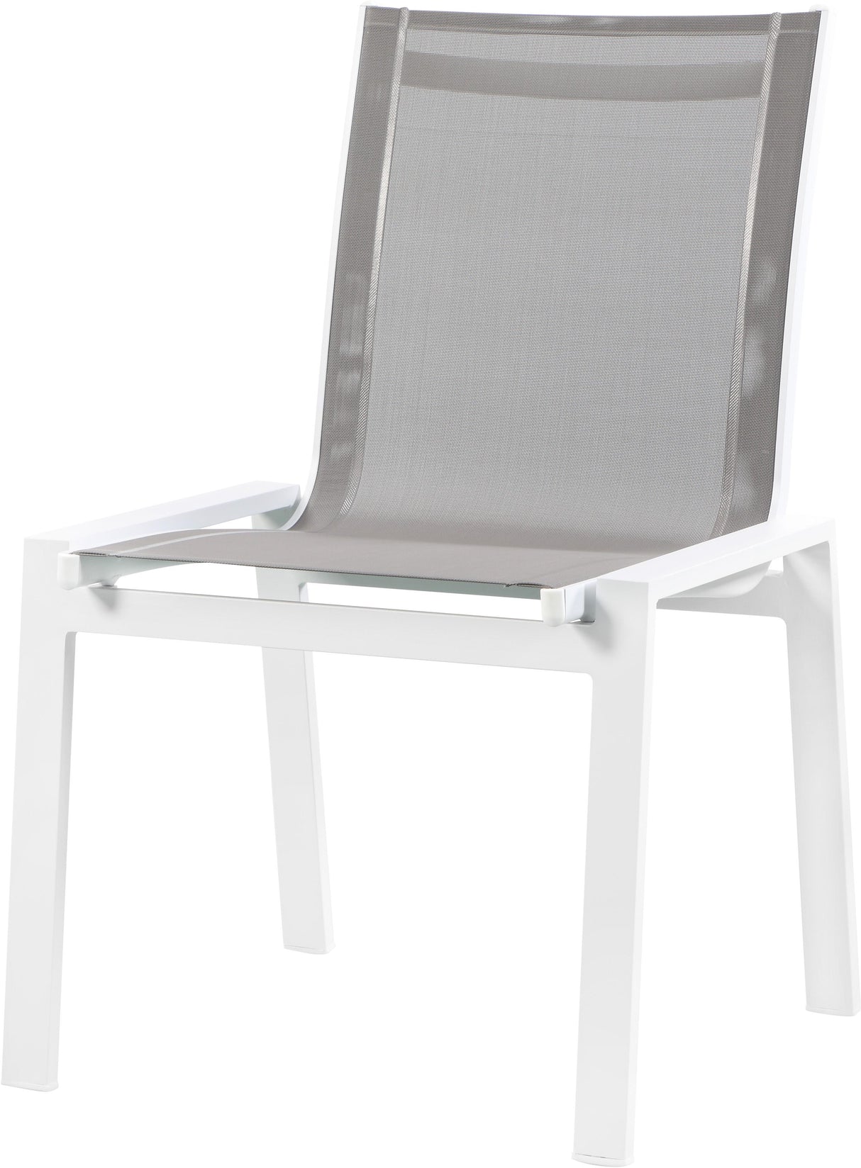 Nizuc Grey Mesh Waterproof Fabric Outdoor Patio Aluminum Mesh Dining Chair - galleria furniture outlet