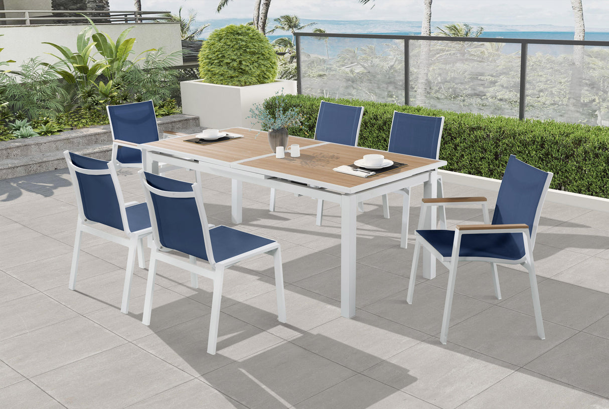 Nizuc Navy Mesh Waterproof Fabric Outdoor Patio Aluminum Mesh Dining Chair - galleria furniture outlet