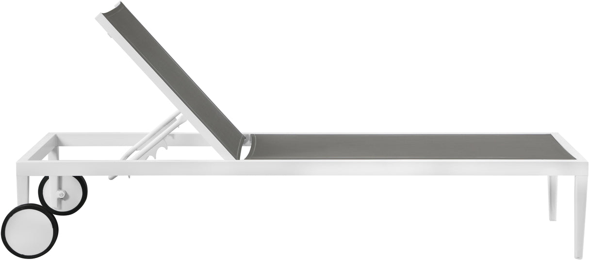 Nizuc Grey Mesh Waterproof Fabric Outdoor Patio Aluminum Mesh Chaise Lounge Chair - galleria furniture outlet