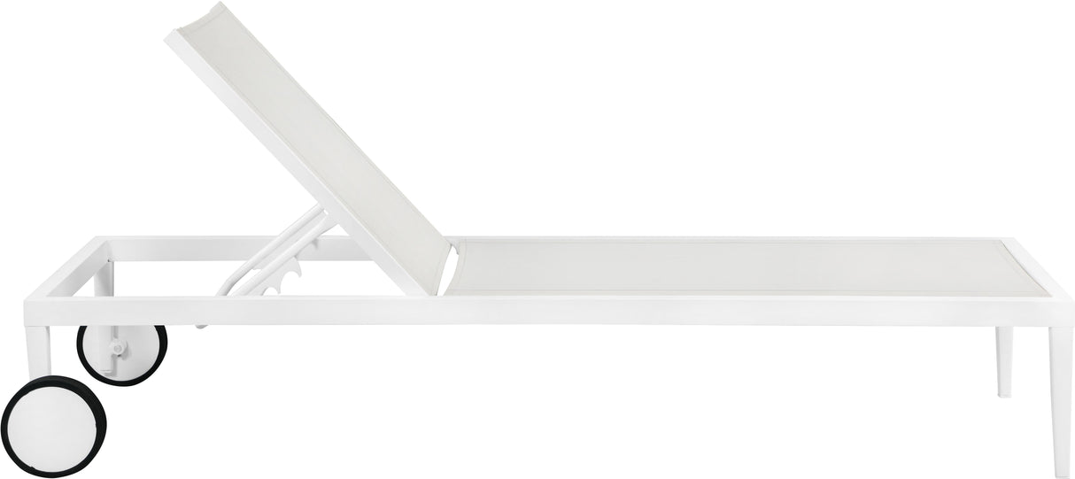 Nizuc White Mesh Waterproof Fabric Outdoor Patio Aluminum Mesh Chaise Lounge Chair - galleria furniture outlet