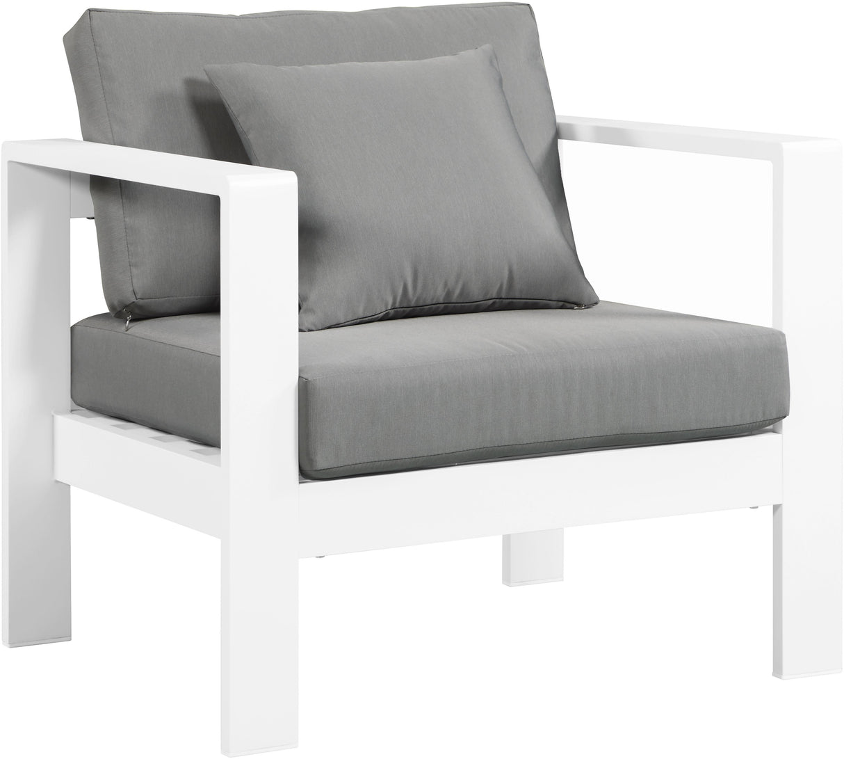 Nizuc Grey Waterproof Fabric Outdoor Patio Aluminum Arm Chair - galleria furniture outlet