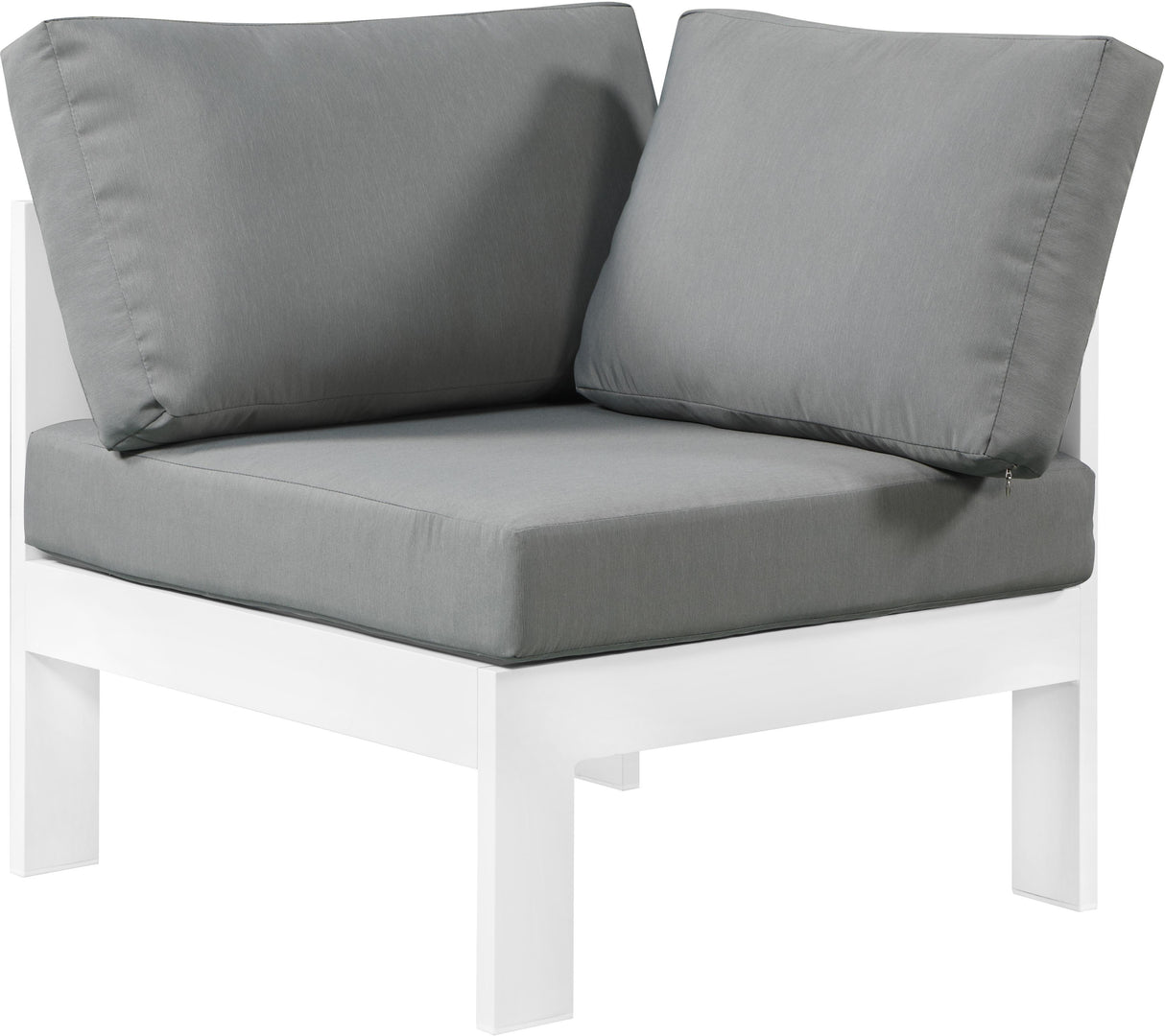 Nizuc Grey Waterproof Fabric Outdoor Patio Aluminum Corner Chair