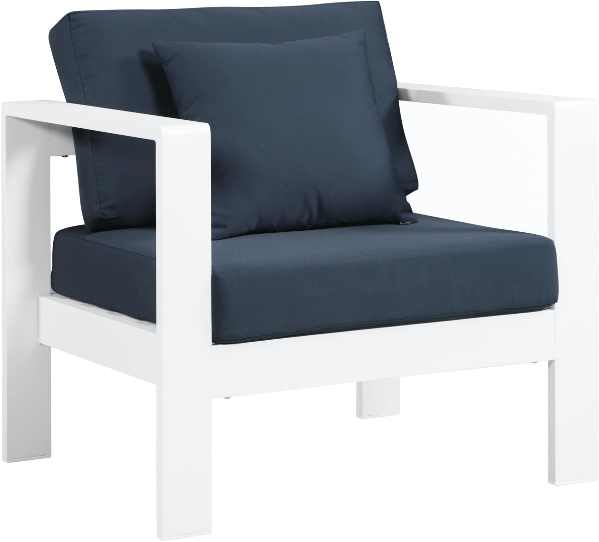 Nizuc Navy Waterproof Fabric Outdoor Patio Aluminum Arm Chair - galleria furniture outlet