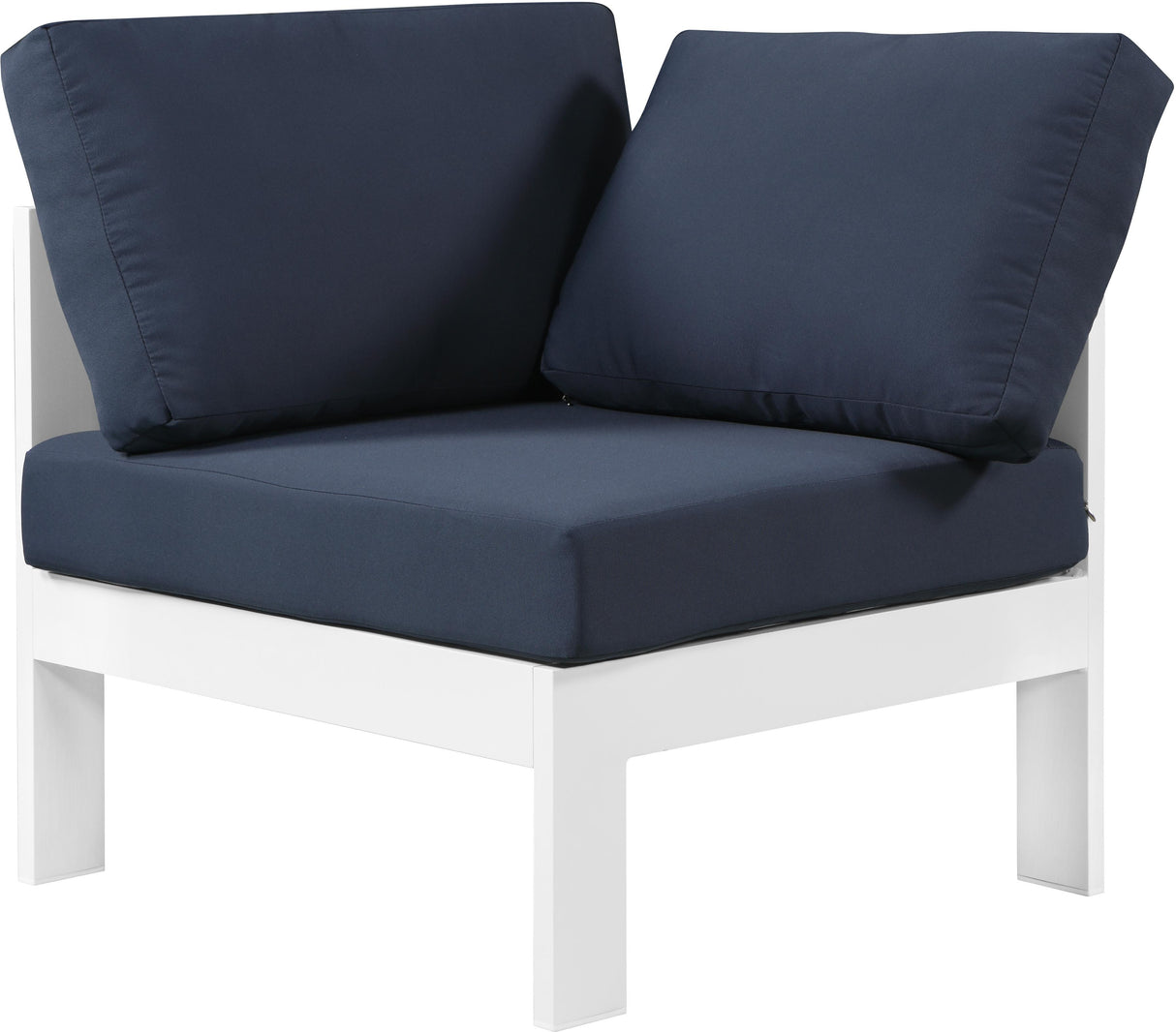 Nizuc Navy Waterproof Fabric Outdoor Patio Aluminum Corner Chair - galleria furniture outlet
