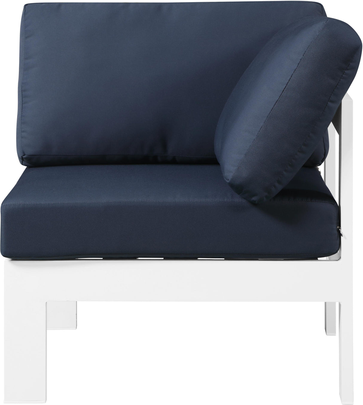 Nizuc Navy Waterproof Fabric Outdoor Patio Aluminum Corner Chair - galleria furniture outlet