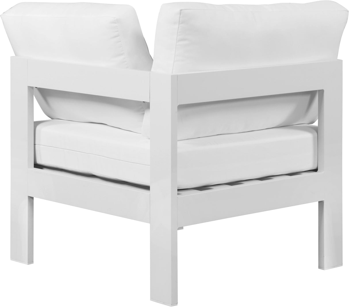 Nizuc White Waterproof Fabric Outdoor Patio Aluminum Corner Chair - galleria furniture outlet