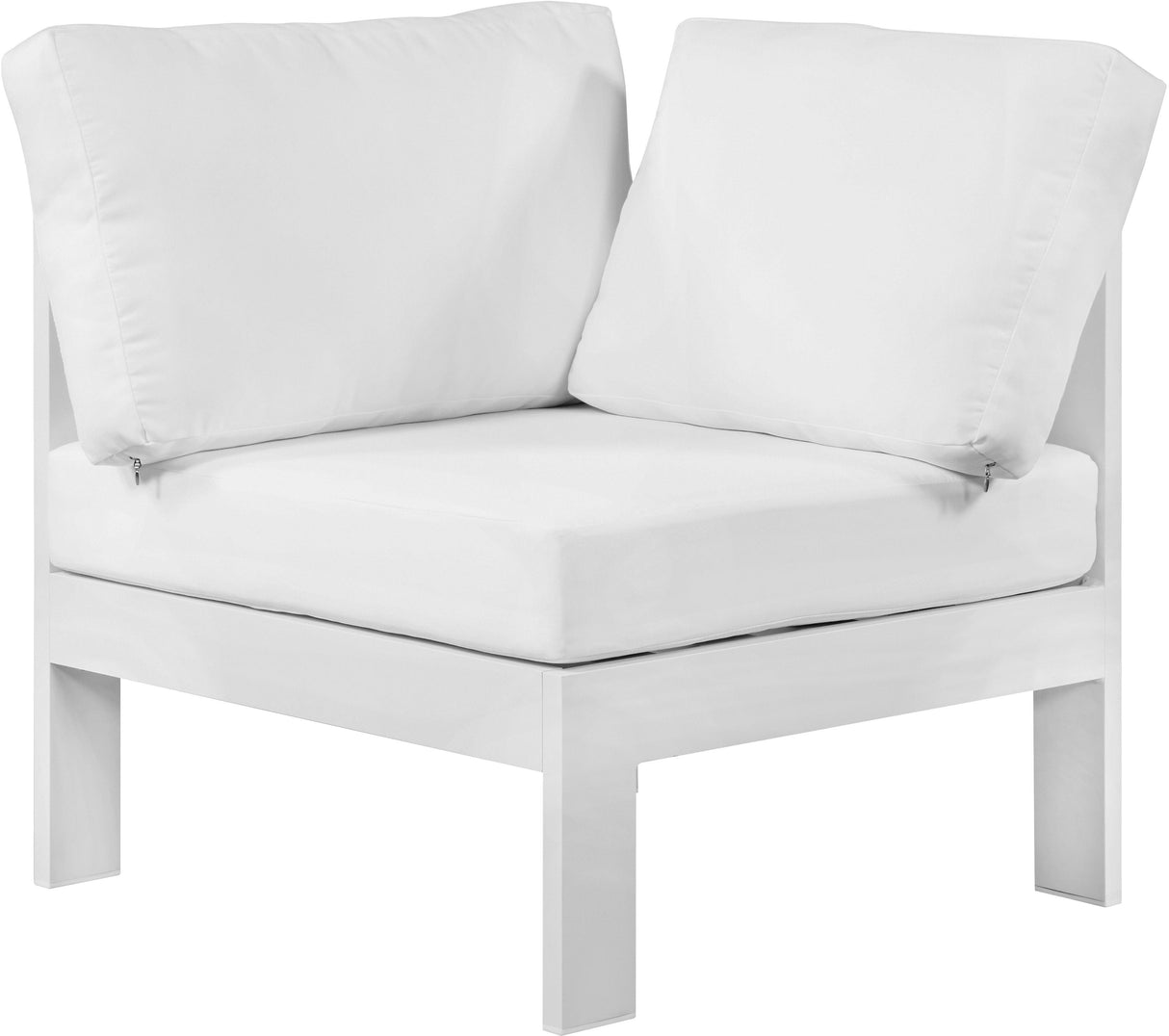 Nizuc White Waterproof Fabric Outdoor Patio Aluminum Corner Chair - galleria furniture outlet