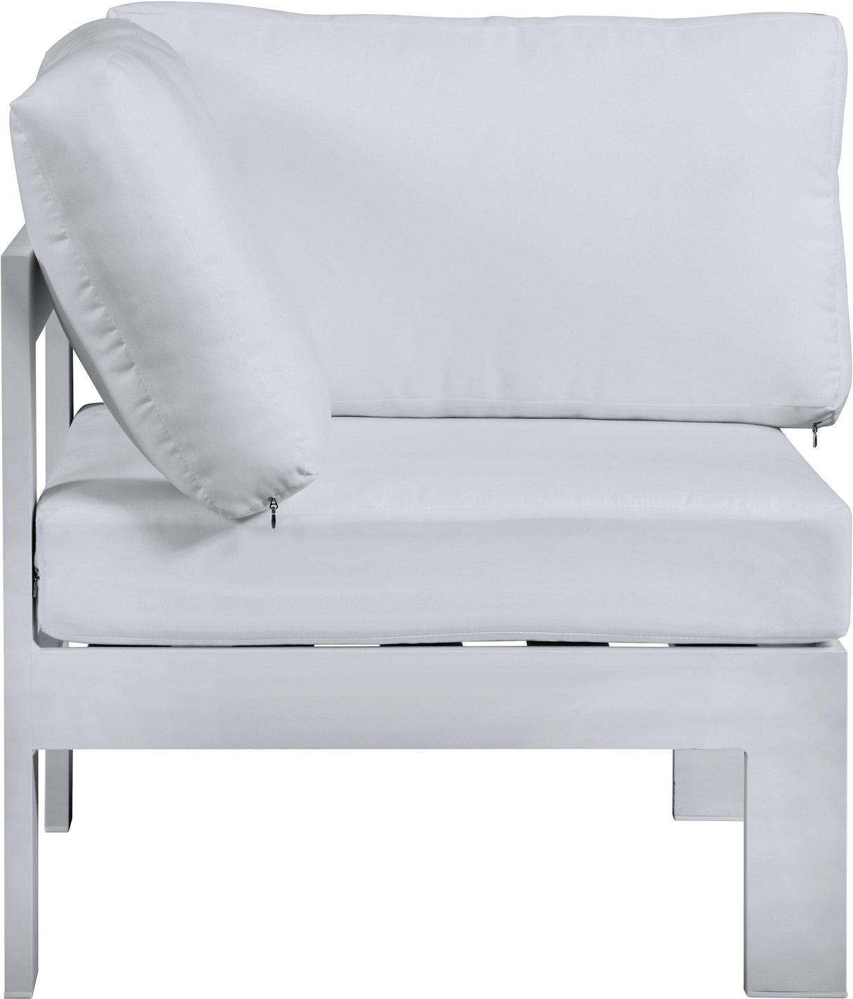 Nizuc White Waterproof Fabric Outdoor Patio Aluminum Corner Chair