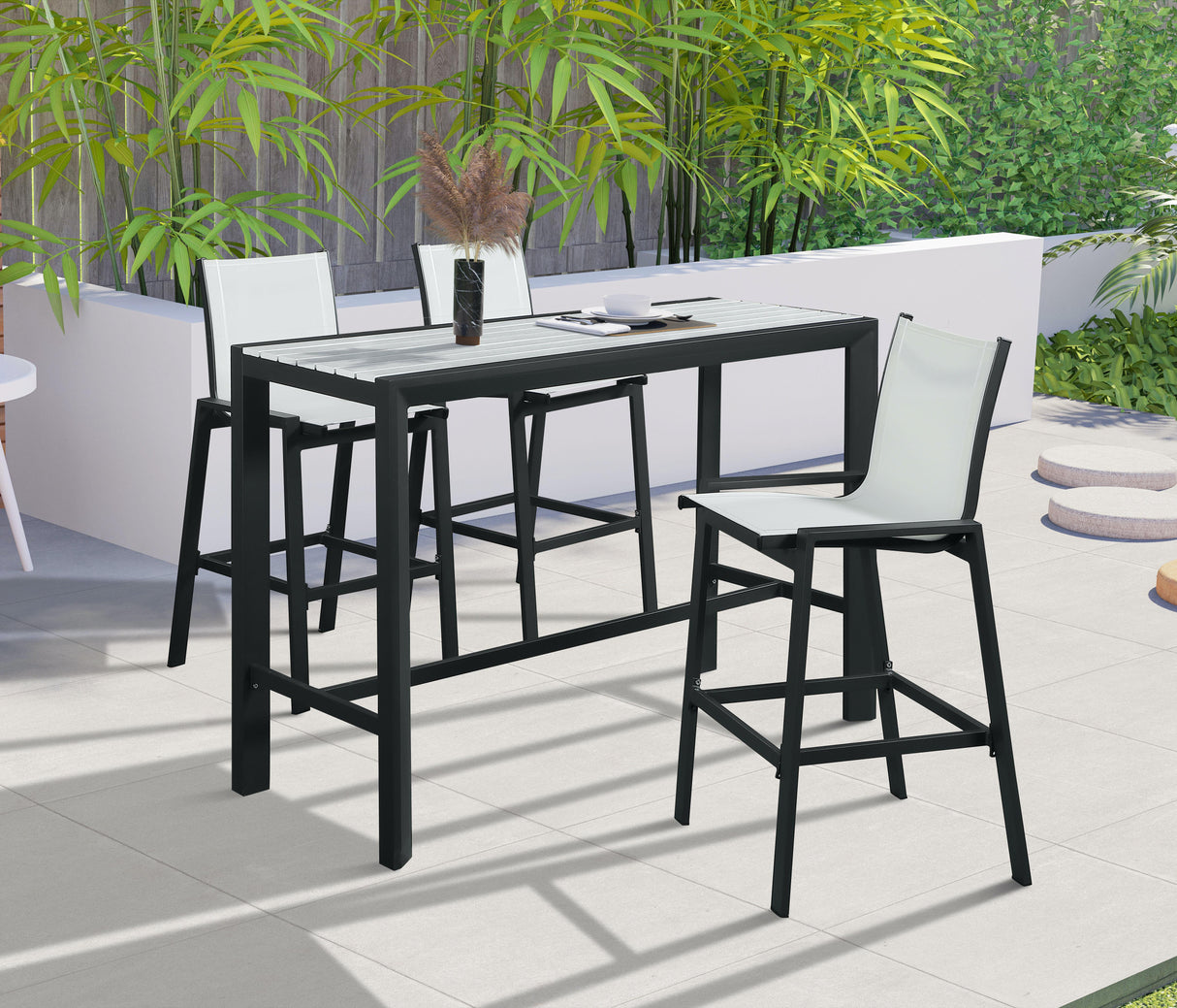 Nizuc White manufactured wood Outdoor Patio Aluminum Rectangle Bar Table - galleria furniture outlet