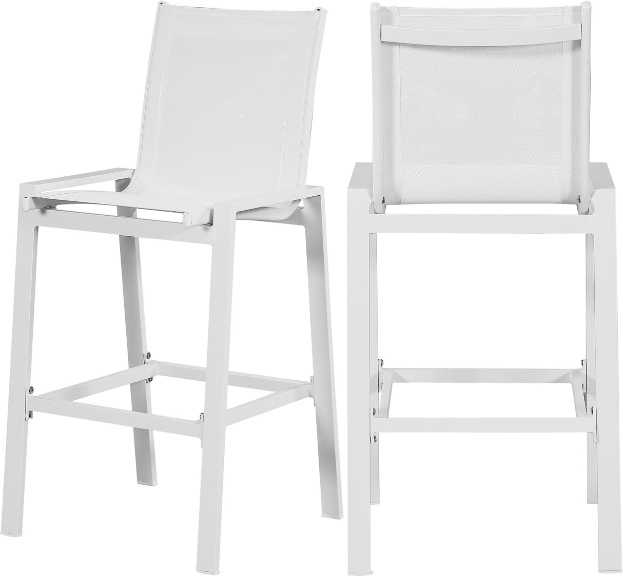 Nizuc White Mesh Waterproof Fabric Outdoor Patio Aluminum Mesh Barstool - galleria furniture outlet